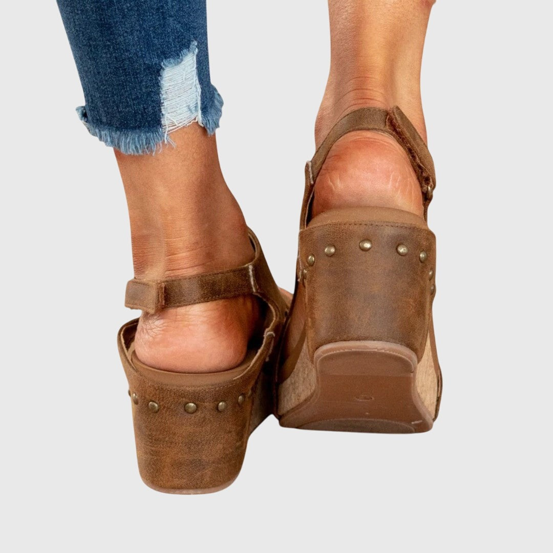 Women's Slip On Platform Sandals with Ankle Strap