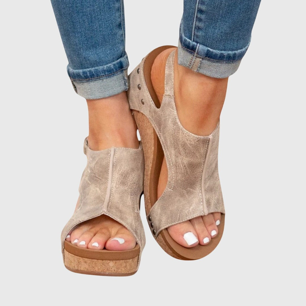 Women's Slip On Platform Sandals with Ankle Strap