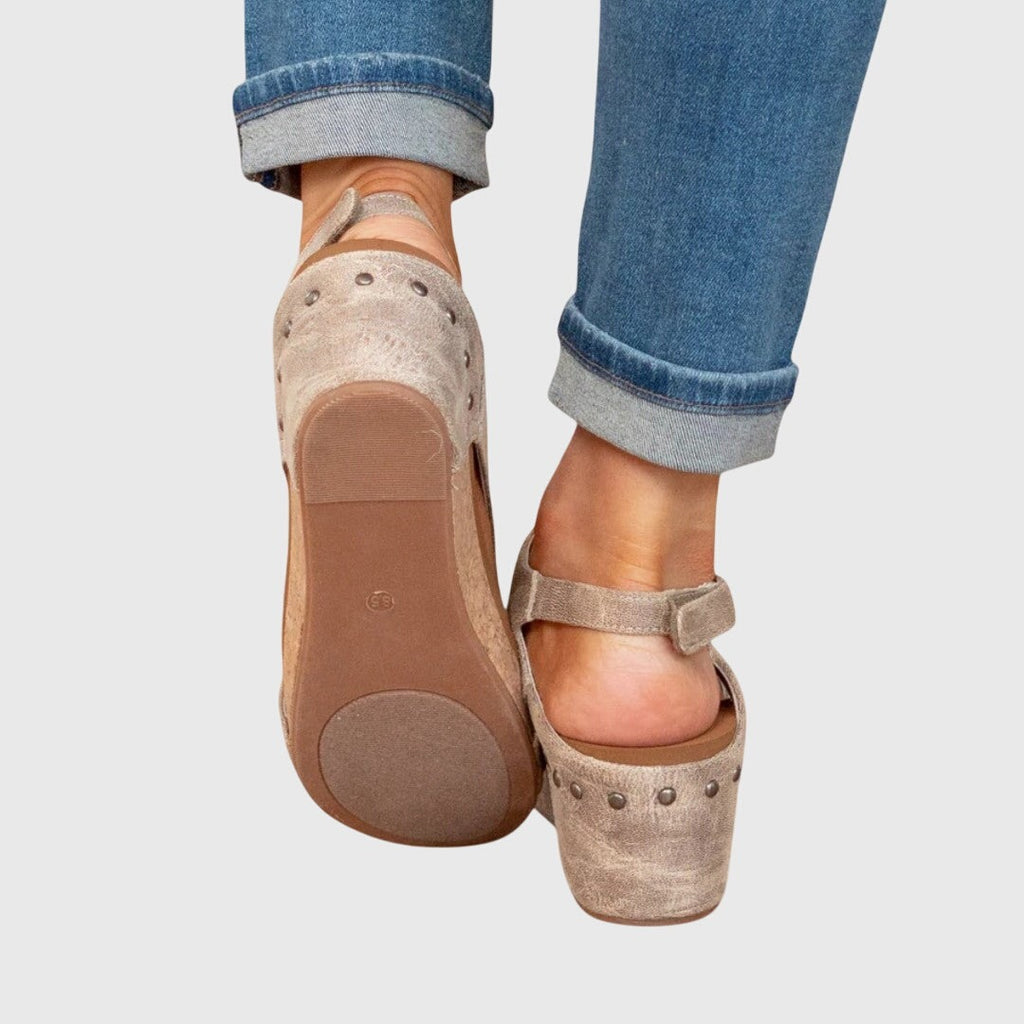 Women's Slip On Platform Sandals with Ankle Strap
