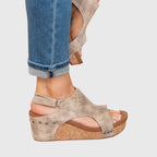 Women's Slip On Platform Sandals with Ankle Strap