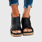 Women's Slip On Platform Sandals with Ankle Strap