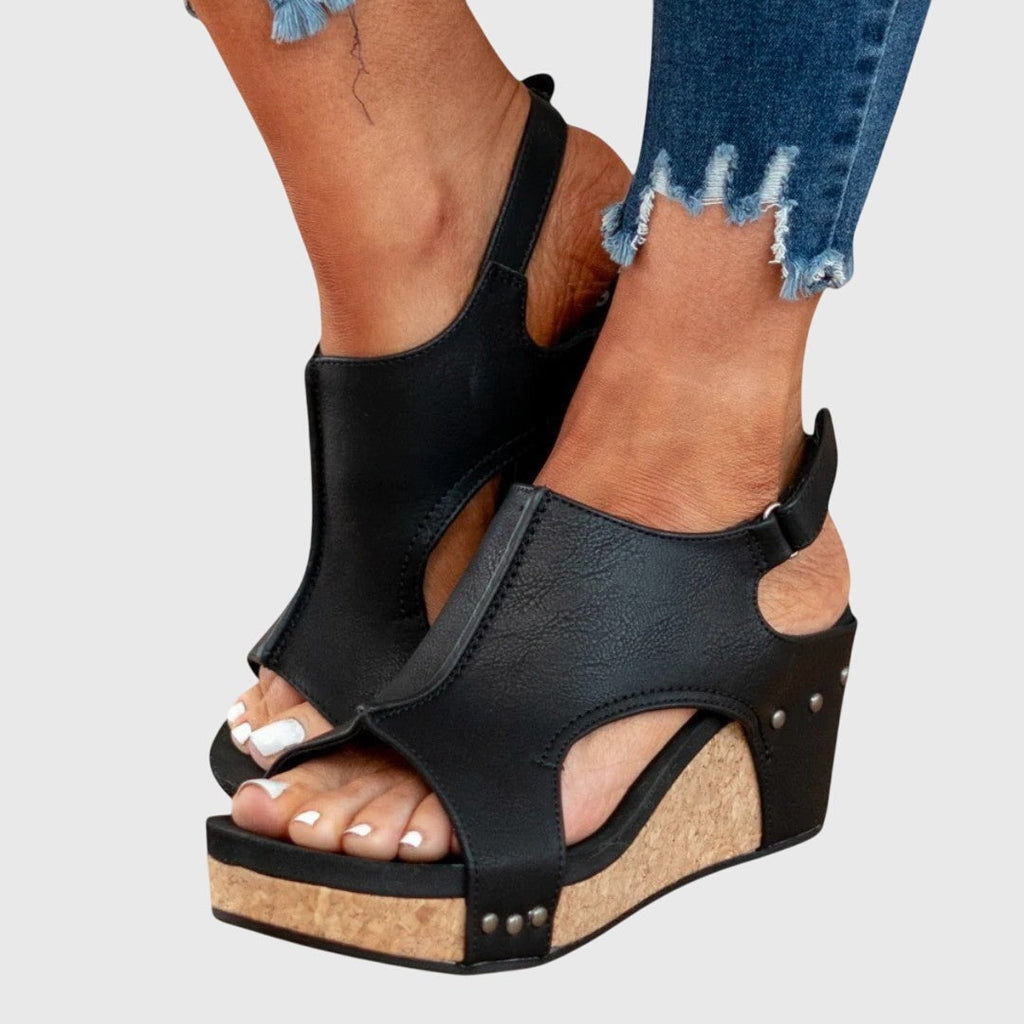 Women's Slip On Platform Sandals with Ankle Strap