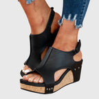 Women's Slip On Platform Sandals with Ankle Strap