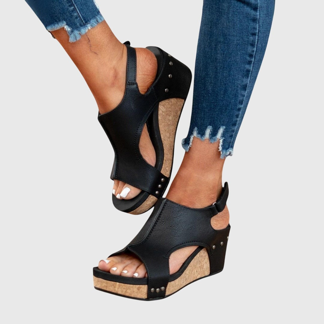 Women's Slip On Platform Sandals with Ankle Strap