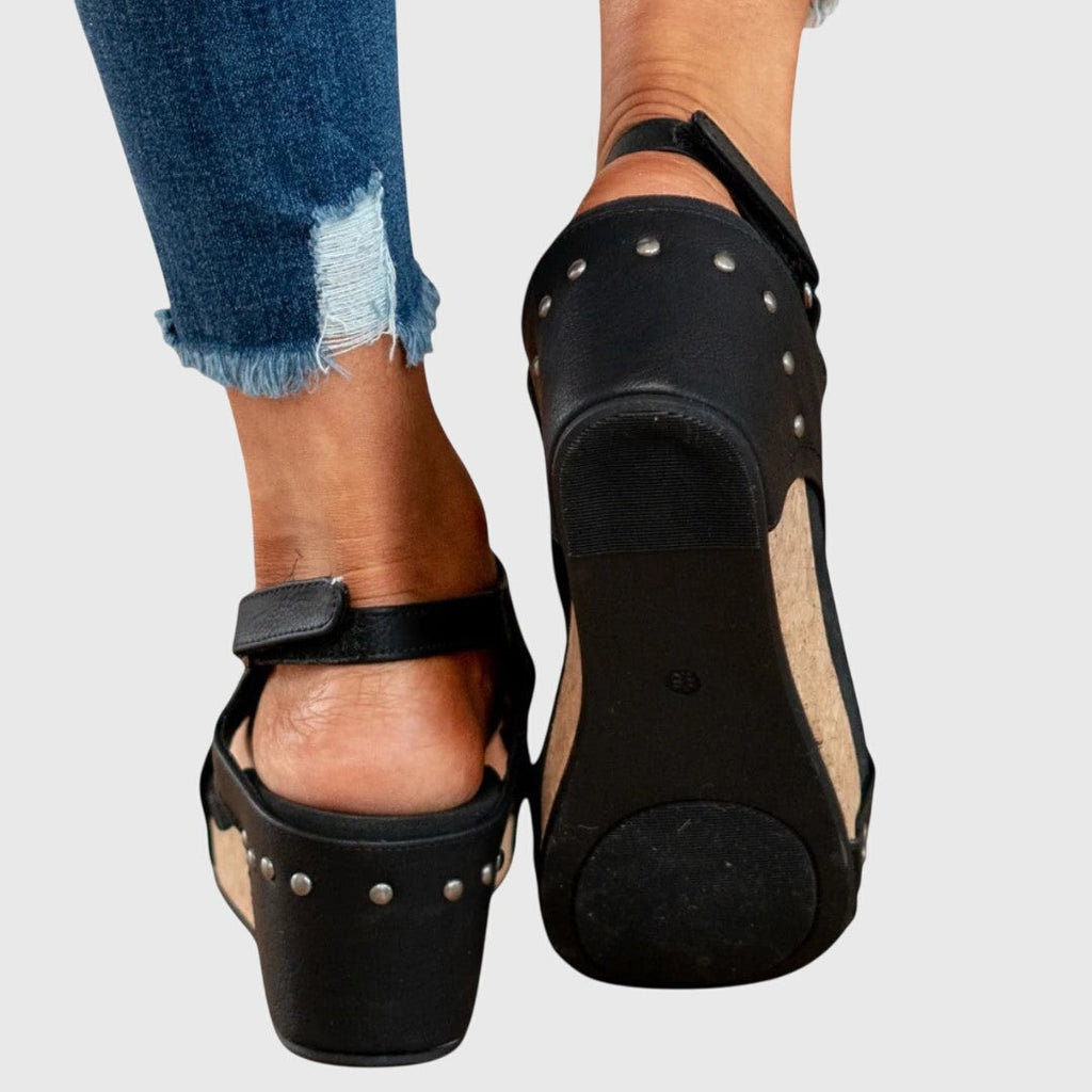Women's Slip On Platform Sandals with Ankle Strap