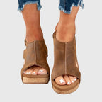 Women's Slip On Platform Sandals with Ankle Strap