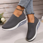 Women's Slip-On Platform Sneakers with Knit Mesh Upper and Wedge Sole