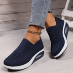 Women's Slip-On Platform Sneakers with Knit Mesh Upper and Wedge Sole