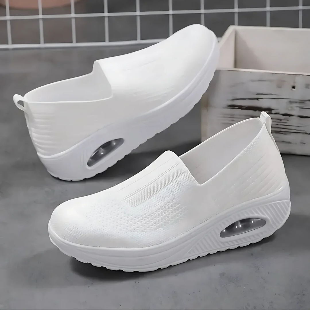 Women's Slip-On Platform Sneakers with Knit Mesh Upper and Wedge Sole