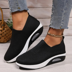 Women's Slip-On Platform Sneakers with Knit Mesh Upper and Wedge Sole