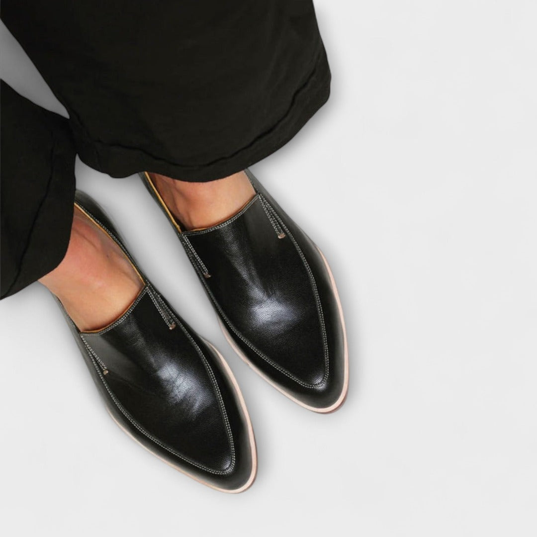 Women's Slip On Pointed Loafers with Contrast Sole