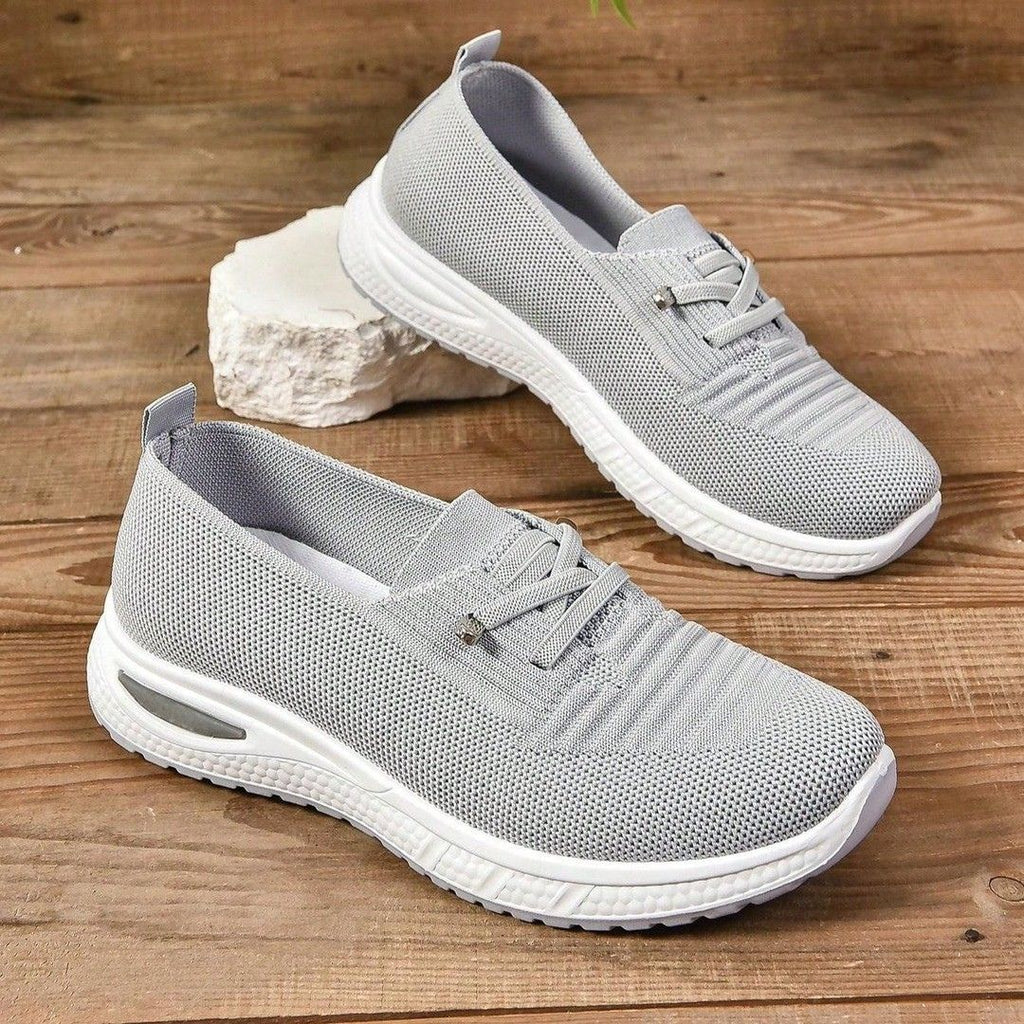 Women's Slip-On Sneakers with Cross Lace Detail and Textured Upper on White Midsole