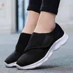 Women's Slip-On Sneakers with Open-Weave Upper and Adjustable Hook-and-Loop Strap