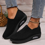 Women's Slip-On Sneakers with Textured Upper and Air-Unit Platform Sole