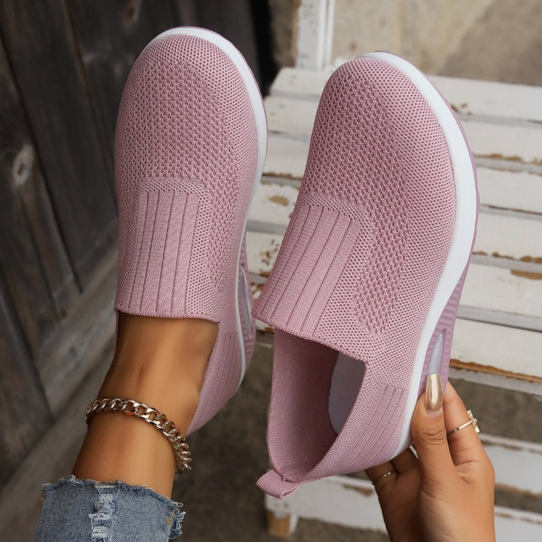 Women's Slip-On Sneakers with Textured Upper and Air-Unit Platform Sole