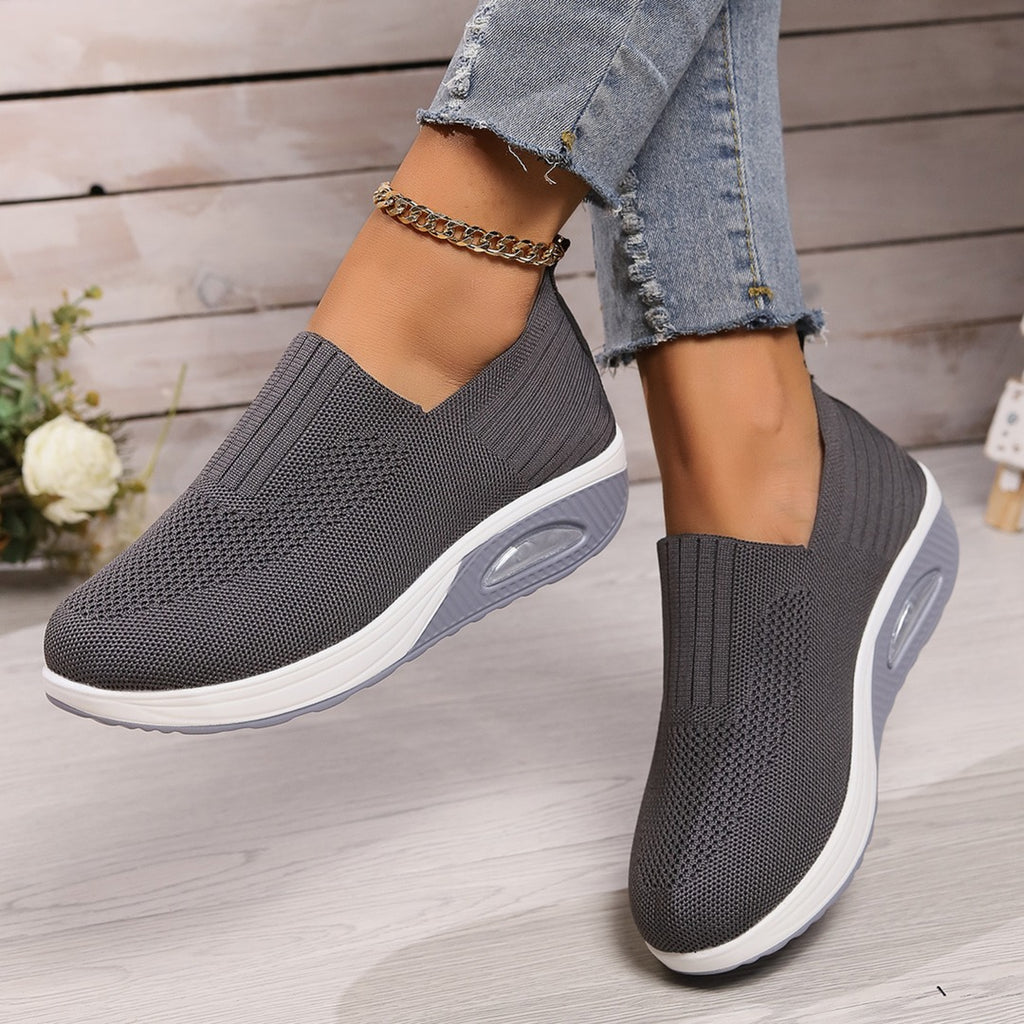 Women's Slip-On Sneakers with Textured Upper and Air-Unit Platform Sole