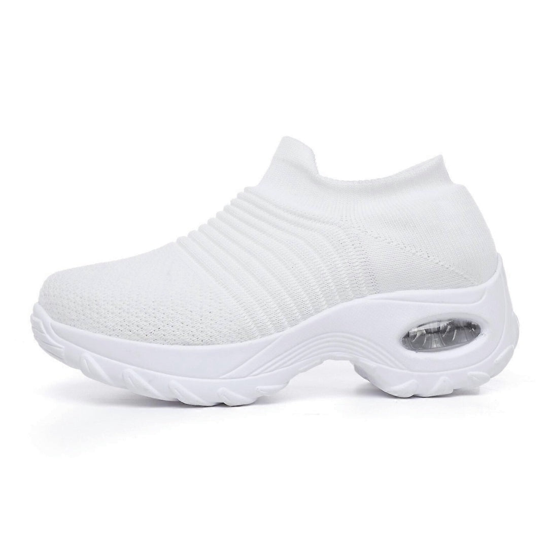 Women's Slip-On Trainers with Ribbed-Texture Upper and Visible Air Bubble Platform Sole