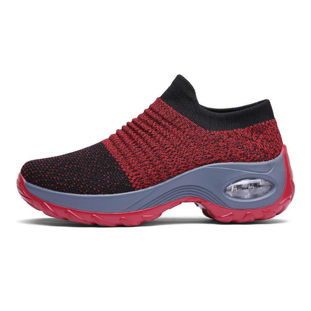 Women's Slip-On Trainers with Ribbed-Texture Upper and Visible Air Bubble Platform Sole