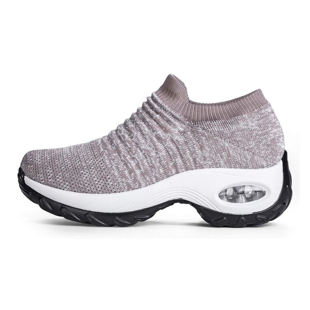 Women's Slip-On Trainers with Ribbed-Texture Upper and Visible Air Bubble Platform Sole