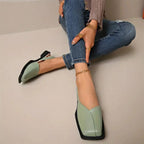 Women's Square Toe Slingback Flats with Elastic Heel Strap