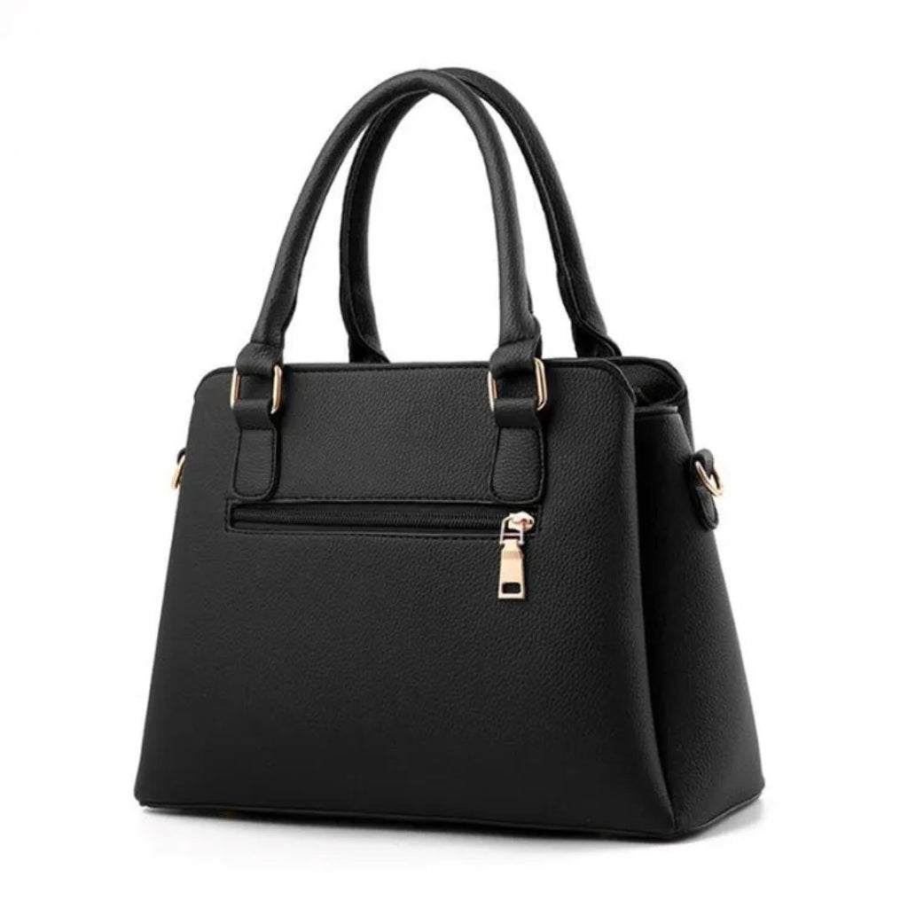 Women's Structured Handbag with Embossed Panel and Tassel Charm