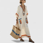 Women's Summer Boho Maxi Dress with V-Neck and Pockets