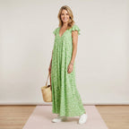 Women's Summer Leopard Print Maxi Dress with V-Neck