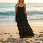 Women's Summer Maxi Dress with Open Back and Adjustable Straps