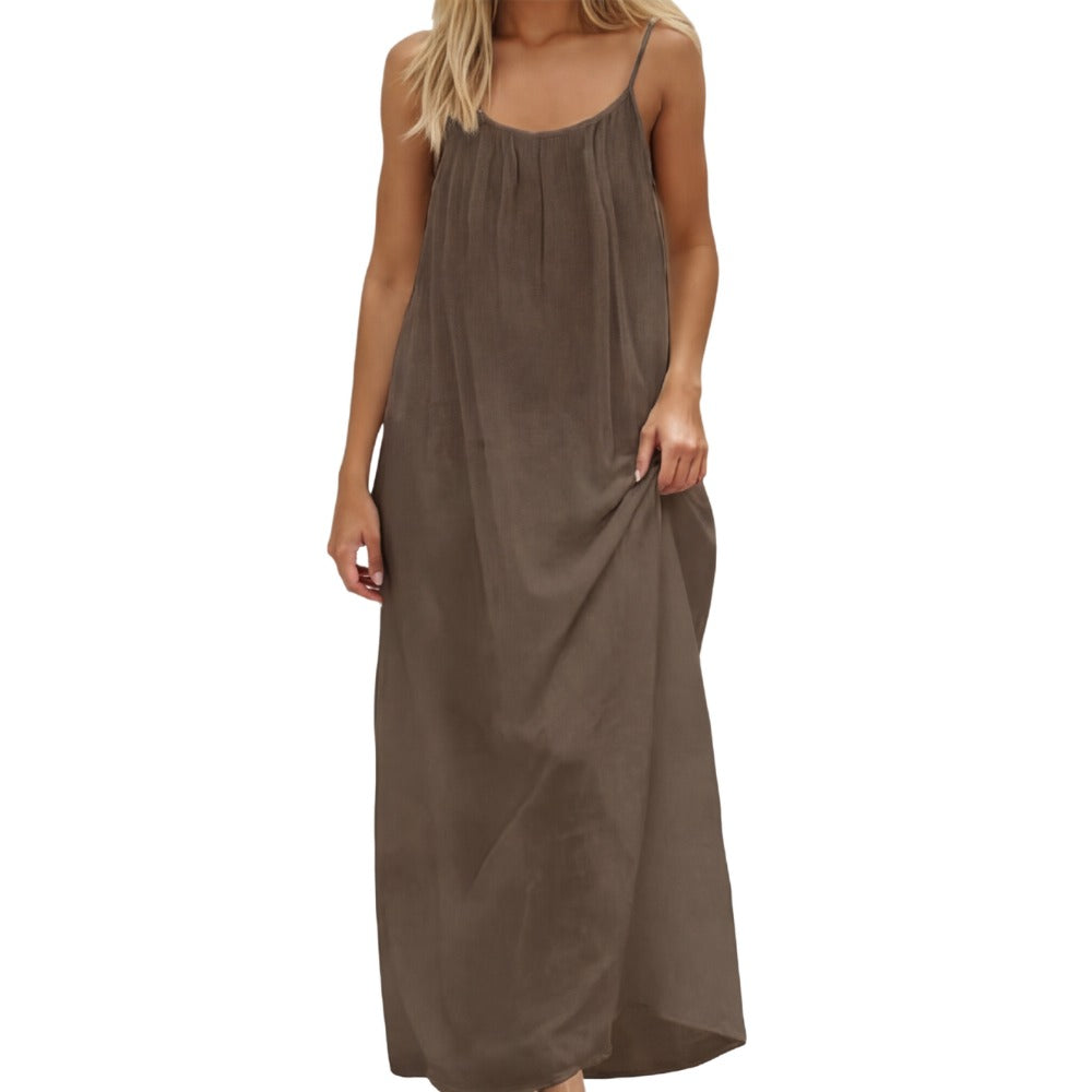 Women's Summer Maxi Dress with Open Back and Adjustable Straps