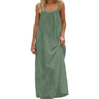 Women's Summer Maxi Dress with Open Back and Adjustable Straps