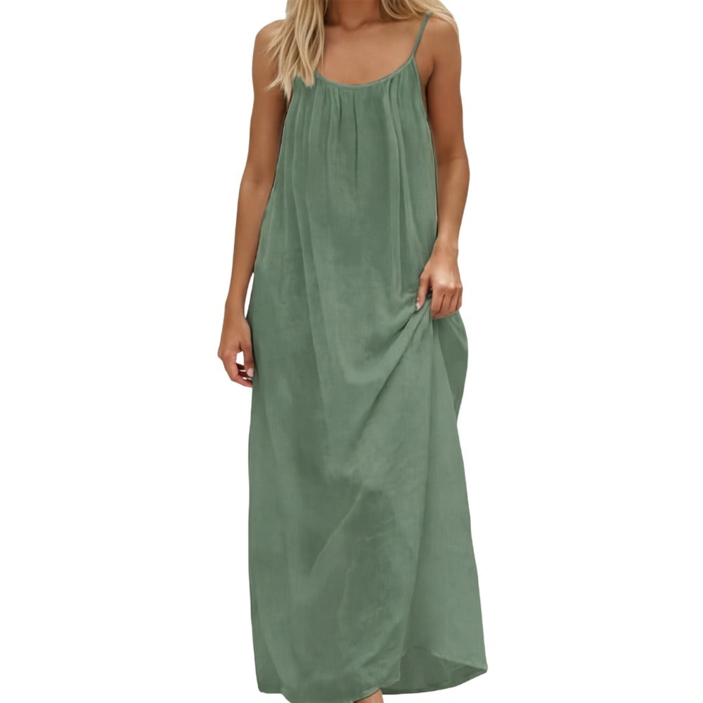 Women's Summer Maxi Dress with Open Back and Adjustable Straps