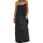 Women's Summer Maxi Dress with Open Back and Adjustable Straps
