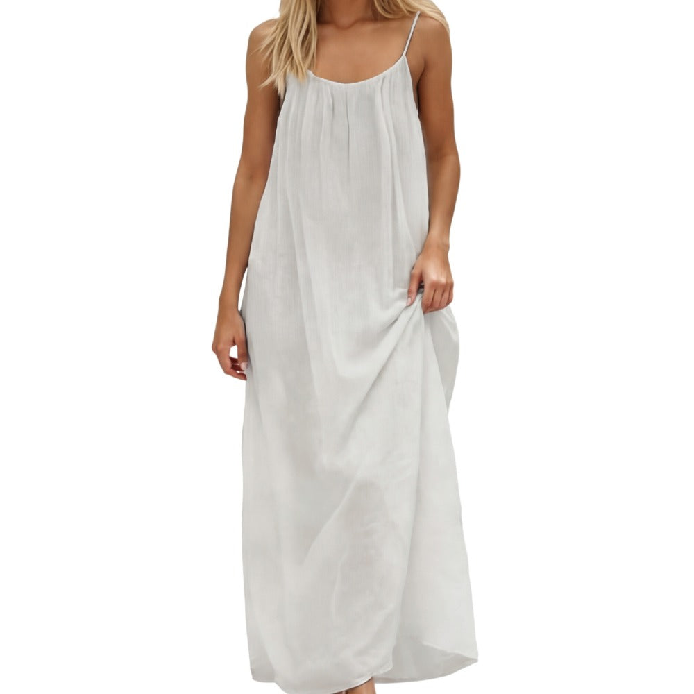 Women's Summer Maxi Dress with Open Back and Adjustable Straps