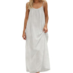 Women's Summer Maxi Dress with Open Back and Adjustable Straps