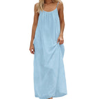Women's Summer Maxi Dress with Open Back and Adjustable Straps