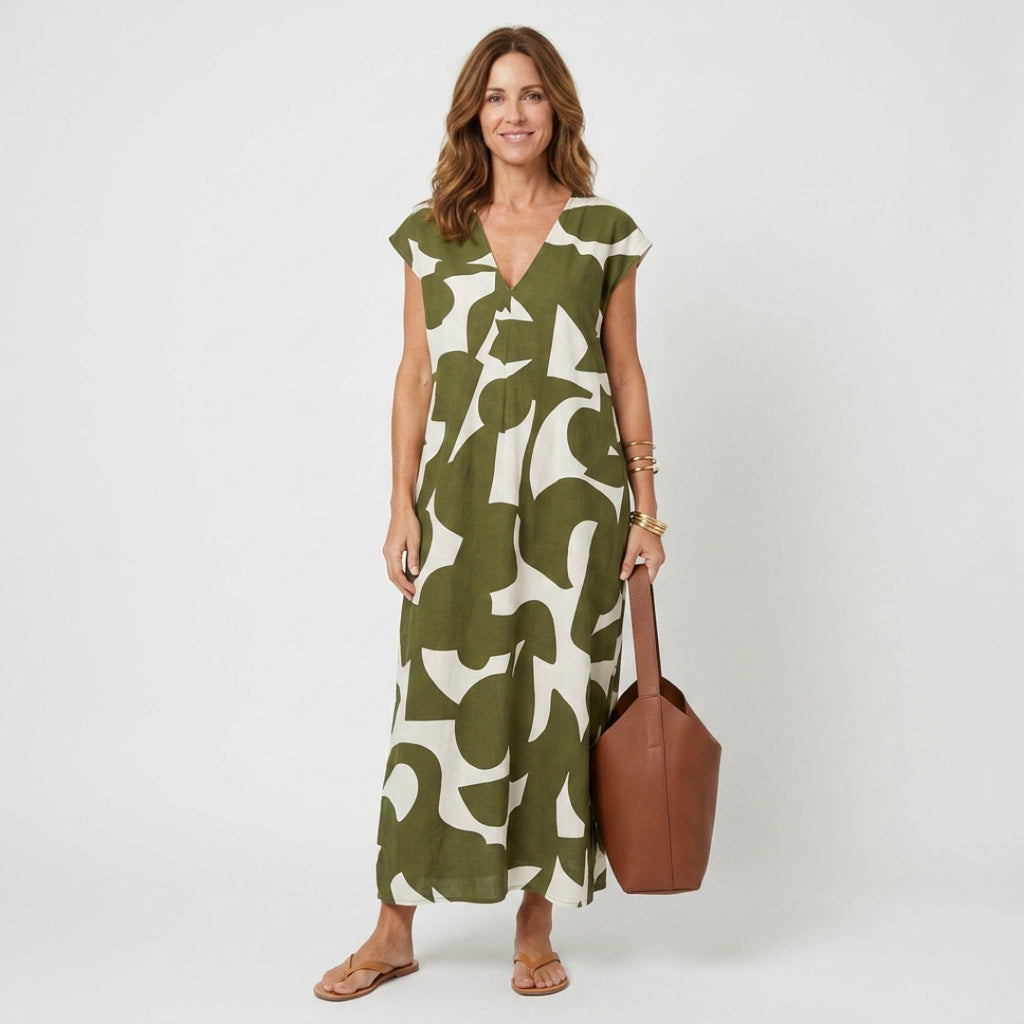 Women's Summer Maxi Dress with V-Neck
