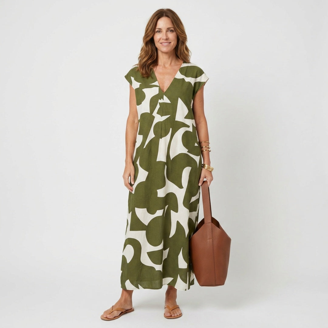 Women's Summer Maxi Dress with V-Neck