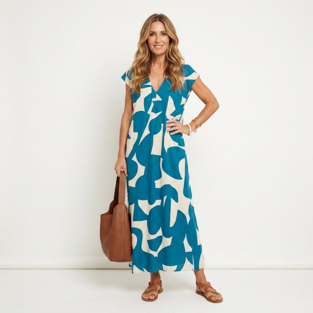 Women's Summer Maxi Dress with V-Neck