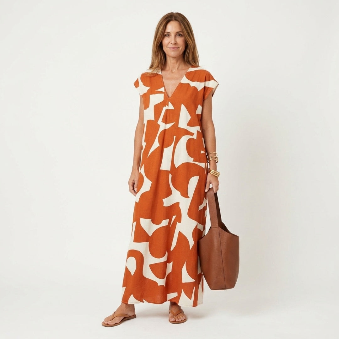 Women's Summer Maxi Dress with V-Neck