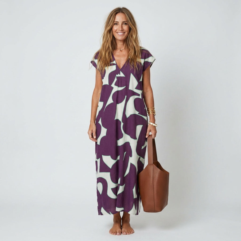 Women's Summer Maxi Dress with V-Neck