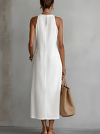 Women's Summer Midi Dress with Halter Neck and Side Split