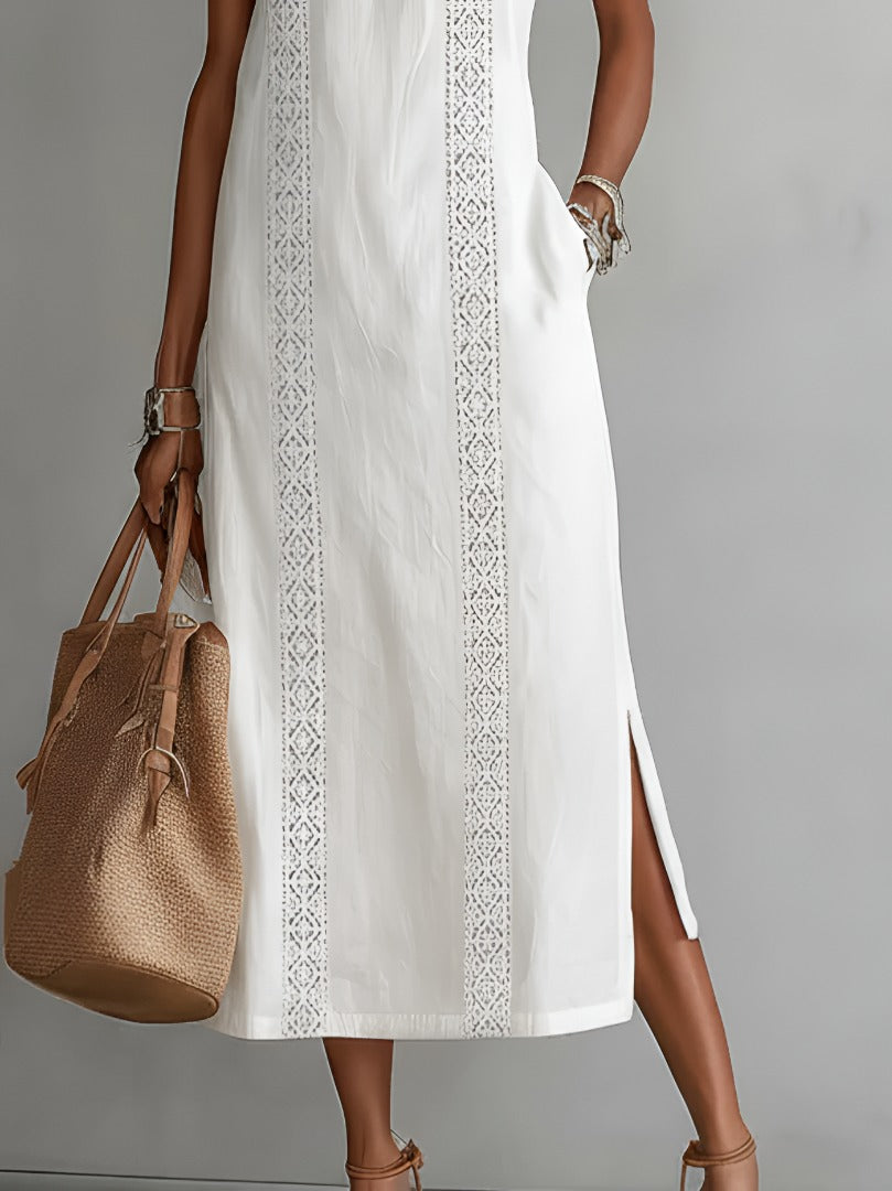 Women's Summer Midi Dress with Halter Neck and Side Split