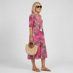 Women's Summer Midi Dress with V-Neck