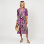 Women's Summer Midi Dress with V-Neck
