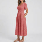 Women's Summer Midi Dress with Wrap Front and Pockets