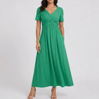 Women's Summer Midi Dress with Wrap Front and Pockets