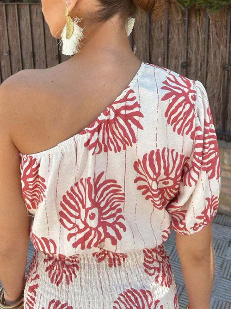 Women's Summer Mini Dress with Off-Shoulder Neckline