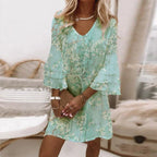 Women's Summer Mini Dress with Ruffle Sleeves