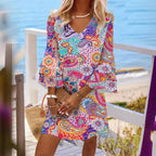 Women's Summer Mini Dress with Ruffle Sleeves