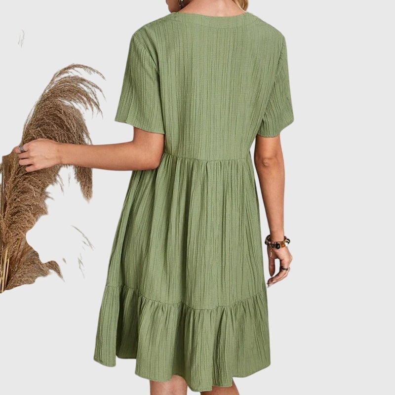Women's Summer Mini Dress with V-Neck and Ruffle Hem